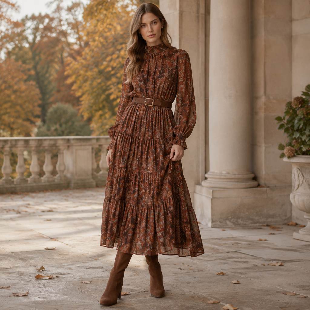 A Dress design, suitable for Fall. SD fashion aesthetics. Current season is Autumn in SD. Present it as professional fashion catalogue photography: the garment is the subject, shown full-length with editorial styling, neutral posing and tasteful, non-suggestive framing.
photorealistic fashion design, A Dress design, suitable for Fall. SD fashion aesthetics. Current season is Autumn in SD. Present it as professional fashion catalogue photography: the garment is the subject, shown full-length with editorial styling, neutral posing and tasteful, non-suggestive framing., just the design no text