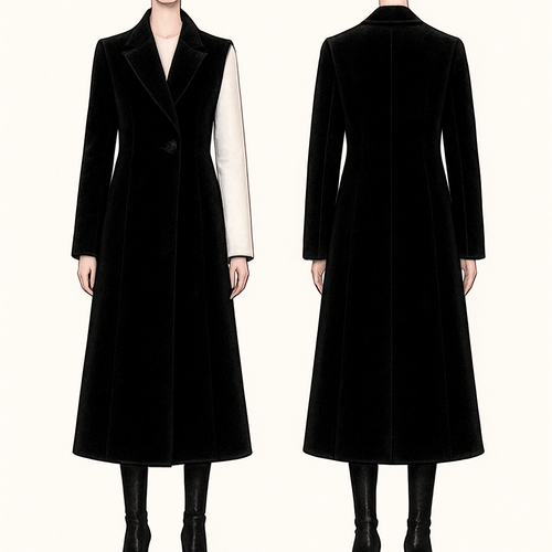 Long coat black velvet and
Make one of the sleeve white