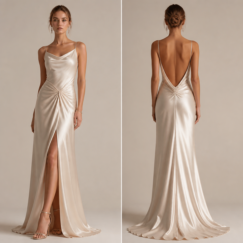 A Female Dress design, made of Silk, for Party, suitable for Summer, in Elegant style. Russia fashion aesthetics.
photorealistic fashion design, A Female Dress design, made of Silk, for Party, suitable for Summer, in Elegant style. Russia fashion aesthetics., elegant style, just the design no text, show front and back