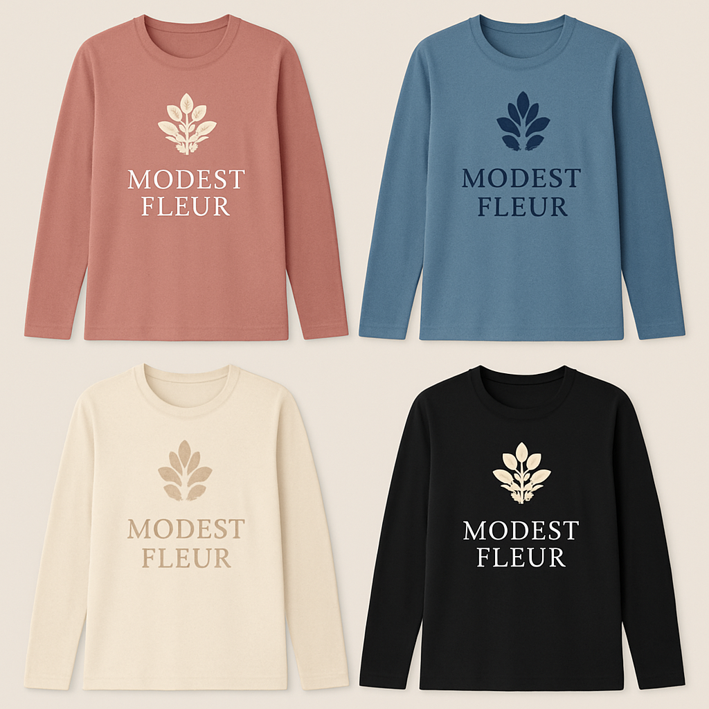 I need cotton t shirt styles long sleeve modest with my brand name of the “modest fleur in different designs and colors
I need cotton t shirt styles long sleeve modest with my brand name of the “modest fleur in different designs and colors