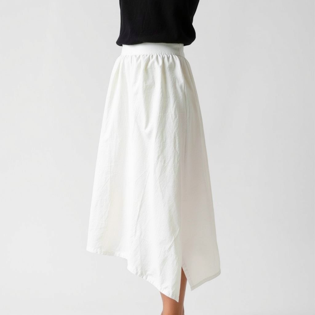 חצאית כותנה גרסה יוונית פשוטה מפשתן
Design a minimalist-inspired cotton skirt with a simple Greek silhouette, crafted from soft linen. Emphasize clean lines and a monochromatic color palette, allowing the fabric's natural texture to shine. Incorporate subtle details like a discreet waistband and an asymmetric hem, ensuring the overall look remains effortlessly chic and timelessly elegant.
