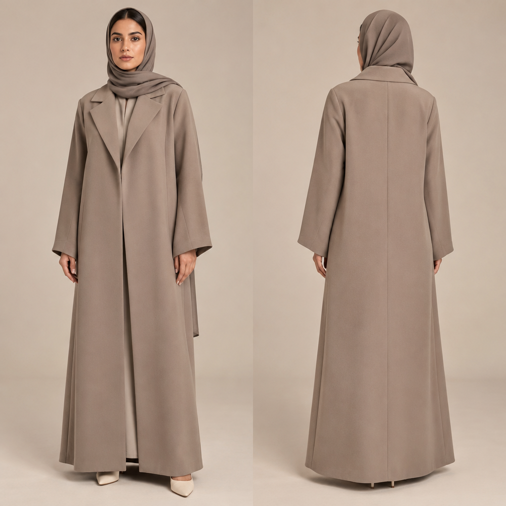 صمم لي جكيت نفس لون الصوره. Saudi Arabia fashion aesthetics. Present it as professional fashion catalogue photography: the garment is the subject, shown full-length with editorial styling, neutral posing and tasteful, non-suggestive framing.
photorealistic fashion design, صمم لي جكيت نفس لون الصوره. Saudi Arabia fashion aesthetics. Present it as professional fashion catalogue photography: the garment is the subject, shown full-length with editorial styling, neutral posing and tasteful, non-suggestive framing., just the design no text, show front and back