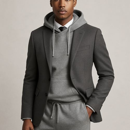 
Sweatsuit mixed with buisness suits but still sport 