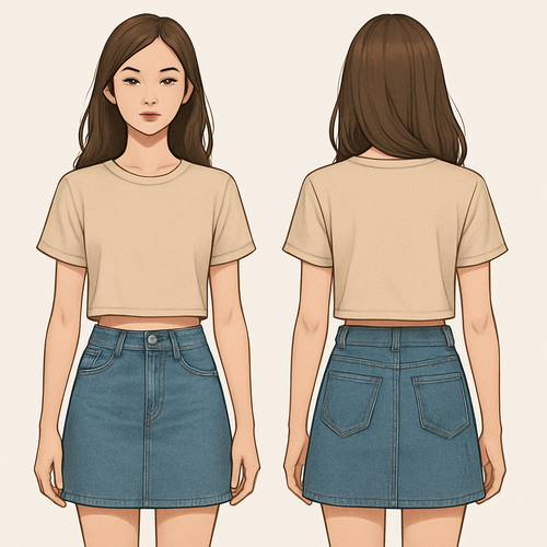 A girl with top and skirt