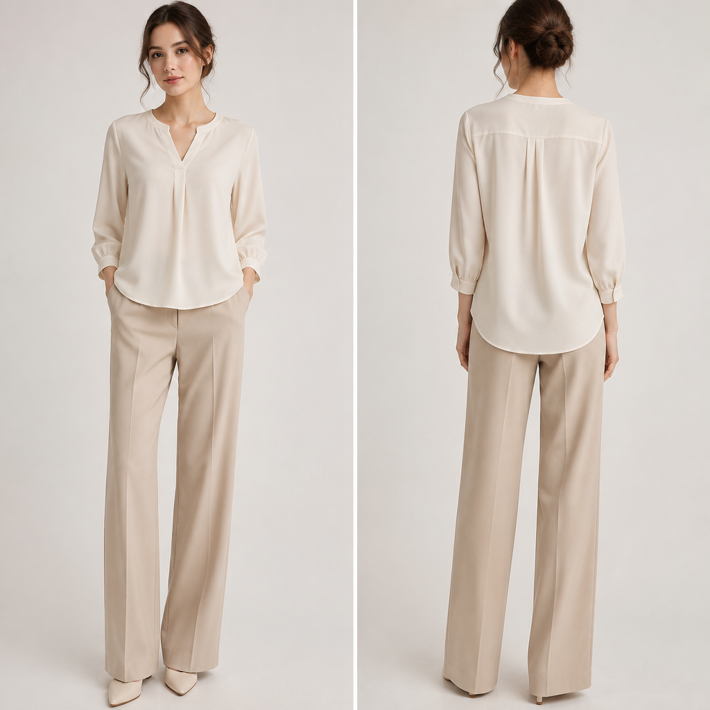 Basic all size elegant look daily
photorealistic fashion design, Basic all size elegant look daily, minimalist style, just the design no text, show front and back