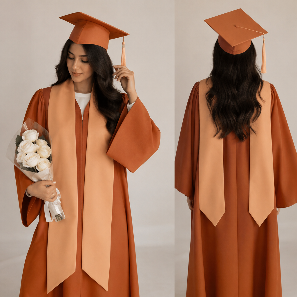 حط بنت لبسه عبايه التخرج برتقاليه مكتوب فاطمه حبيب الله والوشاحه برتقالي فاتح
photorealistic fashion design, حط بنت لبسه عبايه التخرج برتقاليه مكتوب فاطمه حبيب الله والوشاحه برتقالي فاتح , just the design no text