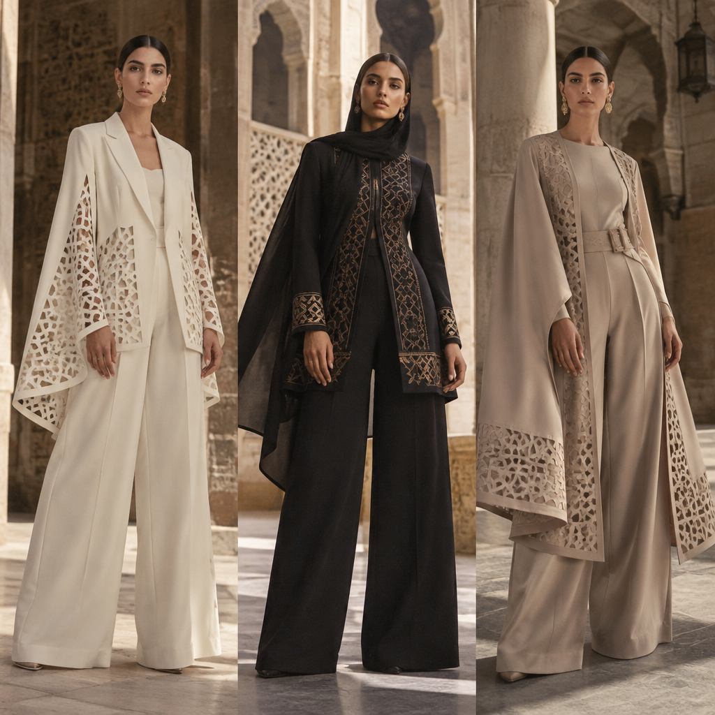 اعملى سوتات بقصات مختلفه من العماره الاسلاميه. Egypt fashion aesthetics. Present it as professional fashion catalogue photography: the garment is the subject, shown full-length with editorial styling, neutral posing and tasteful, non-suggestive framing.
photorealistic fashion design, اعملى سوتات بقصات مختلفه من العماره الاسلاميه. Egypt fashion aesthetics. Present it as professional fashion catalogue photography: the garment is the subject, shown full-length with editorial styling, neutral posing and tasteful, non-suggestive framing., just the design no text