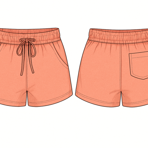 Create me shorts that fit girls with undershorts and draw strings and pockets
