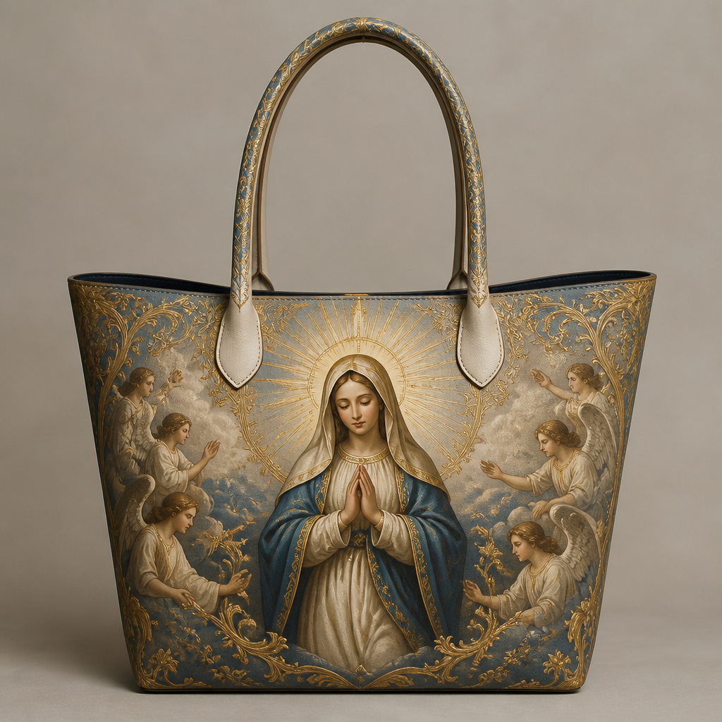 A Female fashion design. I want make bag with motives of my books
Virgin Mary, Jesus, angels. HR fashion aesthetics. Design with modest coverage.
photorealistic fashion design, A Female fashion design. I want make bag with motives of my books
Virgin Mary, Jesus, angels. HR fashion aesthetics. Design with modest coverage., just the design no text