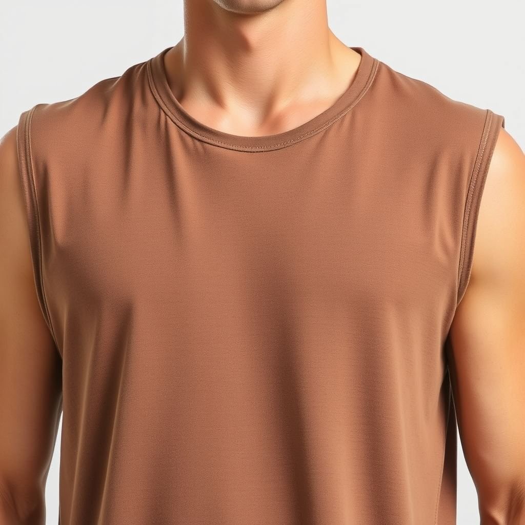 Sleeveless tshirt for men with a small shipper
Design a relaxed-fit sleeveless t-shirt for men, featuring a small, embroidered shipper logo on the left chest. The fabric is a lightweight, breathable cotton blend in muted earth tones. Incorporate side slits for added movement and style. Ideal for casual summer outings, combining comfort with understated, nautical-inspired flair.