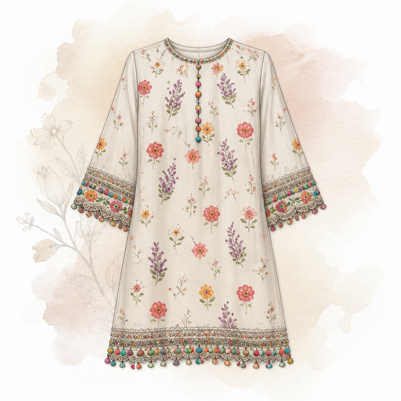 A Dress design, suitable for Summer. i make this design from gemini but make iy elegent and decent and pintercy vibe. Pakistan fashion aesthetics.
using the attached image as a visual reference and sketch, create this: photorealistic fashion design, A Dress design, suitable for Summer. i make this design from gemini but make iy elegent and decent and pintercy vibe. Pakistan fashion aesthetics., just the design no text
