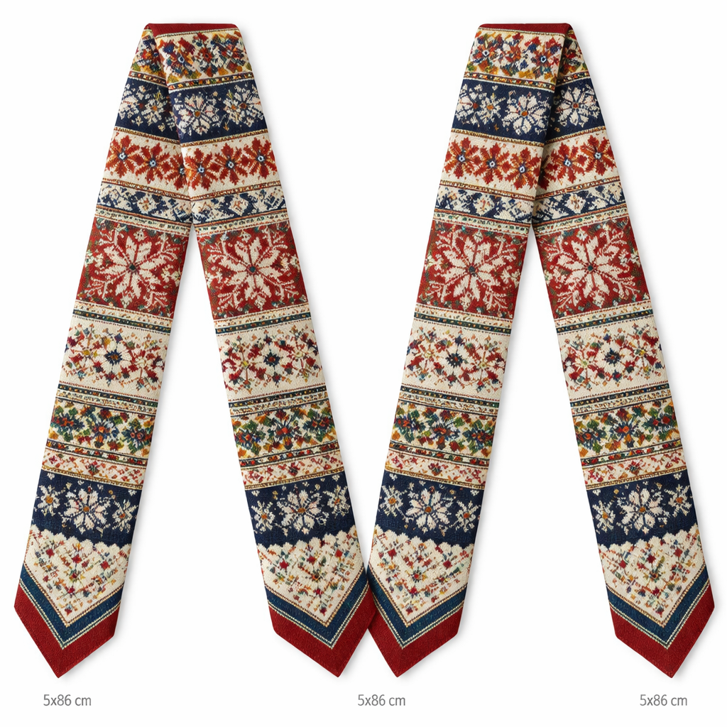 Silk scarf that is 5x86cm designed for a handle on a Kelly style bag that is fair isle geometric floral pattern
Silk scarf that is 5x86cm designed for a handle on a Kelly style bag that is fair isle geometric floral pattern, classic style, show front and back