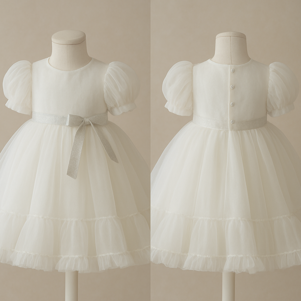 1歳の女の子のベビードレス
白いチュールのプリンセスライン
ボリューミーで可愛い
袖はパフスリーブ
バストの部分もチュール素材
お腹の切り返しのところにシルバーのキラキラのリボンを一周巻く、リボン結びは小さく左前で垂らす
ドレスの裾にフリフリをつけてボリューミーに
1歳の女の子のベビードレス
白いチュールのプリンセスライン
ボリューミーで可愛い
袖はパフスリーブ
バストの部分もチュール素材
お腹の切り返しのところにシルバーのキラキラのリボンを一周巻く、リボン結びは小さく左前で垂らす
ドレスの裾にフリフリをつけてボリューミーに, show front and back