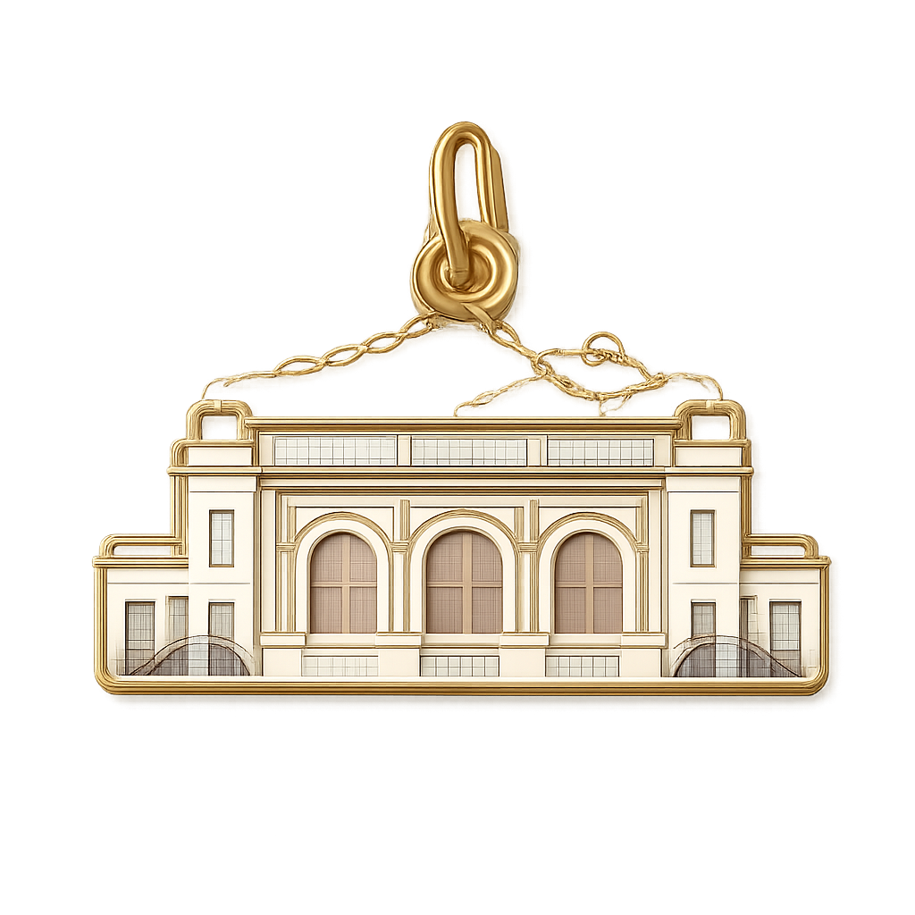 Make an enamel charm of the silhouette of Union station in Kansas City but very simple. Without any words
Make an enamel charm of the silhouette of Union station in Kansas City but very simple. Without any words, classic style