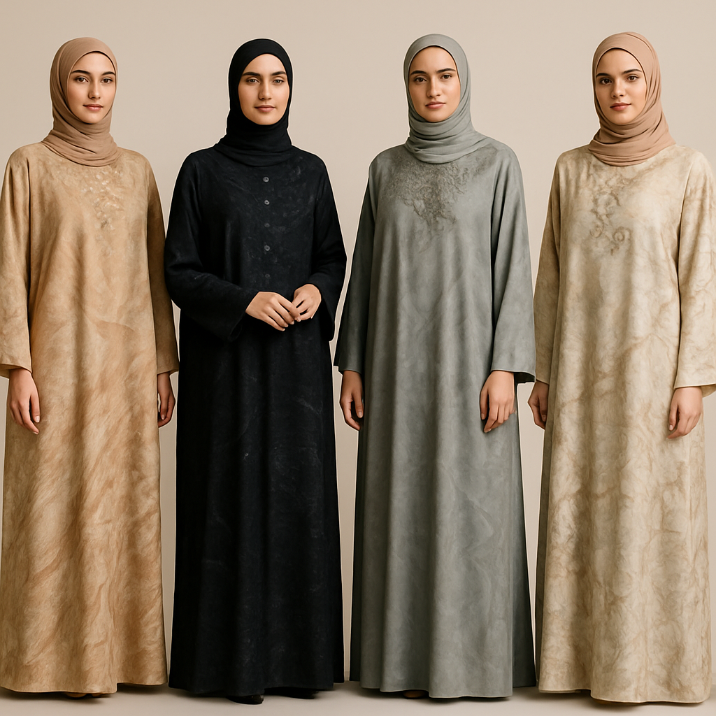 Create a modest boubou, the first of its kind, featuring a unique stone design that exudes a classy and sophisticated vibe. I'd like four designs, each showcasing different styles and fabrics. Incorporate high-end, unique chic stone designs to make them truly special. Add little sophisticated stone designs.

Create a modest boubou, the first of its kind, featuring a unique stone design that exudes a classy and sophisticated vibe. I'd like four designs, each showcasing different styles and fabrics. Incorporate high-end, unique chic stone designs to make them truly special. Add little sophisticated stone designs.