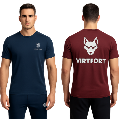 Marca: Virtfort
Concepto: Ropa deportiva premium inspirada en la virtud y la fuerza. Cada prenda representa disciplina, resiliencia y superación personal.

Logo:
	•	Figura de un Cerbero estilizado en silueta blanca, minimalista y sin fondo.
	•	La forma muestra la cabeza del perro mirando al frente, con trazos limpios, modernos y simétricos.
	•	El texto “VIRTFORT” aparece con letras mayúsculas separadas en la tipografía Zeniq Nano, un estilo geométrico y técnico que transmite solidez y precisión.
	•	En ocasiones, se usa una versión lineal (horizontal) y otra cuadrada (vertical) del logo.
	•	Puede aplicarse en color blanco o en los tonos corporativos según el fondo de la prenda.

Colores corporativos (según manual):
	•	Azul oscuro #001232
	•	Rojo vino #570F10
	•	Gris medio #666666
	•	Rosa pálido #E8C5DB
	•	Azul claro #92BBCD
	•	Neutros complementarios: blanco y negro

Estilo visual general:
	•	Minimalista, moderno y atlético.
	•	Combinación de funcionalidad y estética elegante (similar a Gymshark o Lululemon).
	•	Líneas limpias, paneles ergonómicos y materiales de rendimiento técnico.
	•	Puede alternar entre dos líneas:
	•	Minimalista Virtfort: logo pequeño y discreto (pecho, pierna).
	•	Streetwear Virtfort: logo grande o lateral (espalda, muslo, gorra).

Aplicaciones típicas del logo:
	•	Pequeño en pecho o pierna para prendas deportivas.
	•	Grande en espalda o muslo para piezas tipo streetwear.
	•	Blanco sobre colores oscuros o rojo vino; azul oscuro sobre fondos claros.

Inspiración:
El diseño toma como referencia al Cerbero mitológico, símbolo de fuerza, lealtad y vigilancia. Representa la idea de que cada atleta tiene una fortaleza interior esperando ser liberada.