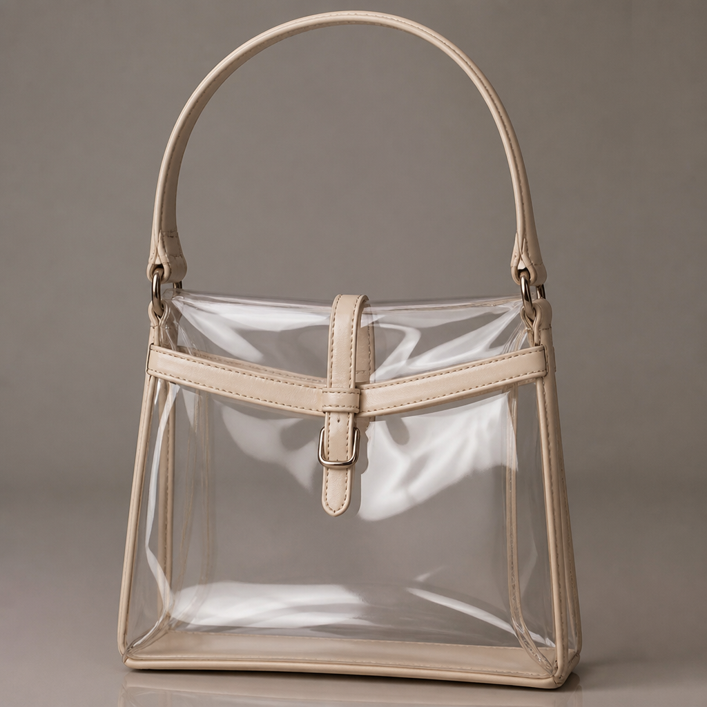 Create a clear pvc bag that is inspired by Claudia schiffer
photorealistic fashion design, Create a clear pvc bag that is inspired by Claudia schiffer , classic style, just the design no text