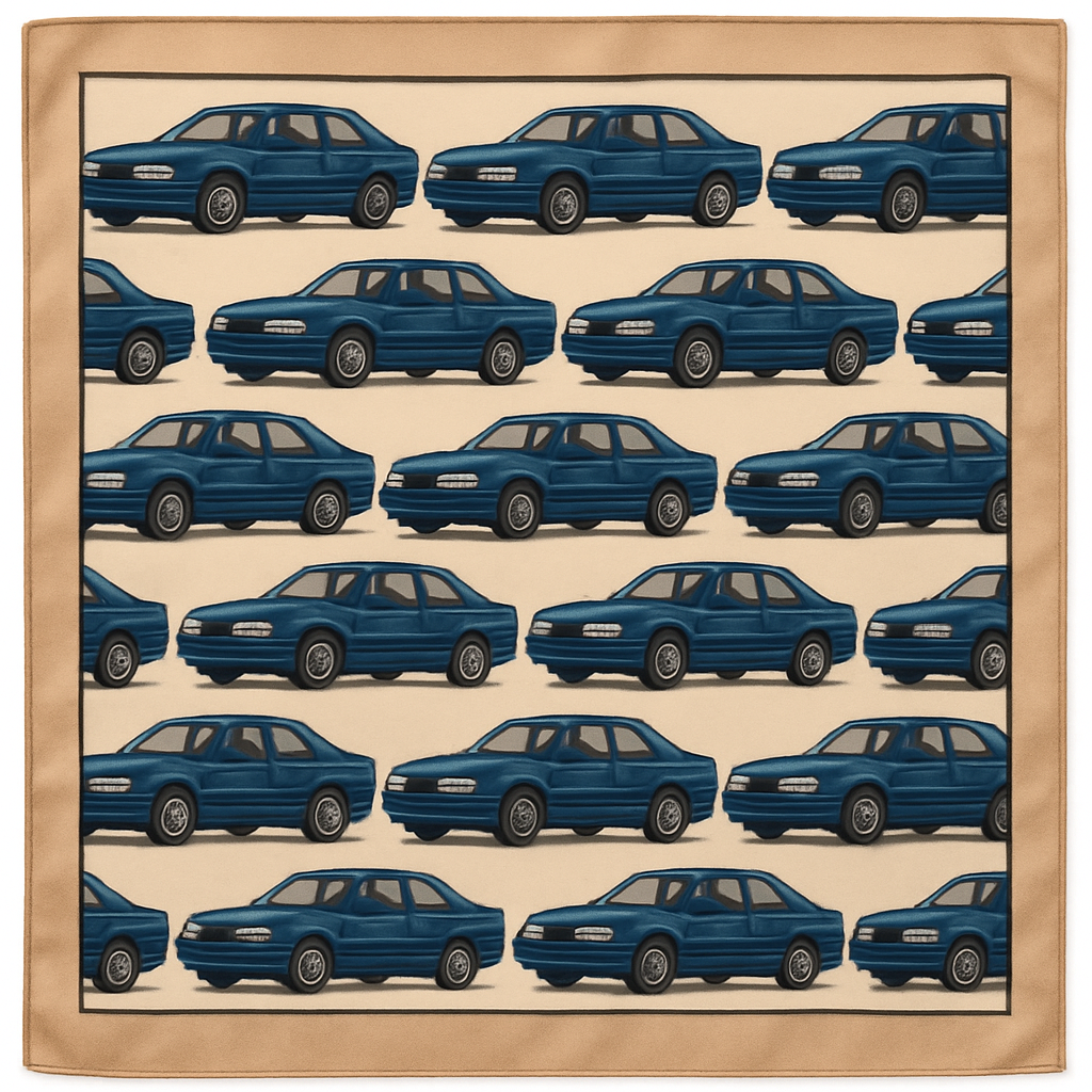 Silk bandana in with a Holden VL walkenshaw print but as a pattern
Silk bandana in with a Holden VL walkenshaw print but as a pattern