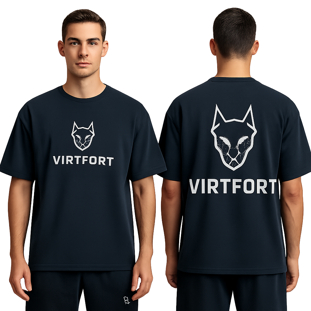 Marca: Virtfort
Usa un estilo minimalista en el logo y playera oversize
Concepto: Ropa deportiva premium inspirada en la virtud y la fuerza. Cada prenda representa disciplina, resiliencia y superación personal.
Logo:
• Figura de un Cerbero estilizado en silueta blanca, minimalista y sin fondo.
• La forma muestra la cabeza del perro mirando al frente, con trazos limpios, modernos y simétricos.
• El texto “VIRTFORT” aparece con letras mayúsculas separadas en la tipografía Zeniq Nano, un estilo geométrico y técnico que transmite solidez y precisión.
• En ocasiones, se usa una versión lineal (horizontal) y otra cuadrada (vertical) del logo.
• Puede aplicarse en color blanco o en los tonos corporativos según el fondo de la prenda.
Colores corporativos (según manual):
• Azul oscuro #001232
• Rojo vino #570F10
• Gris medio #666666
• Rosa pálido #E8C5DB
• Azul claro #92BBCD
• Neutros complementarios: blanco y negro
Estilo visual general:
• Minimalista, moderno y atlético.
• Combinación de funcionalidad y estética elegante (similar a Gymshark o Lululemon).
• Líneas limpias, paneles ergonómicos y materiales de rendimiento técnico.
• Puede alternar entre dos líneas:
• Minimalista Virtfort: logo pequeño y discreto (pecho, pierna).
• Streetwear Virtfort: logo grande o lateral (espalda, muslo, gorra).
Aplicaciones típicas del logo:
• Pequeño en pecho o pierna para prendas deportivas.
• Grande en espalda o muslo para piezas tipo streetwear.
• Blanco sobre colores oscuros o rojo vino; azul oscuro sobre fondos claros.
Inspiración:
El diseño toma como referencia al Cerbero mitológico, símbolo de fuerza, lealtad y vigilancia. Representa la idea de que cada atleta tiene una fortaleza interior esperando ser liberada.
Marca: Virtfort
Usa un estilo minimalista en el logo y playera oversize
Concepto: Ropa deportiva premium inspirada en la virtud y la fuerza. Cada prenda representa disciplina, resiliencia y superación personal.
Logo:
• Figura de un Cerbero estilizado en silueta blanca, minimalista y sin fondo.
• La forma muestra la cabeza del perro mirando al frente, con trazos limpios, modernos y simétricos.
• El texto “VIRTFORT” aparece con letras mayúsculas separadas en la tipografía Zeniq Nano, un estilo geométrico y técnico que transmite solidez y precisión.
• En ocasiones, se usa una versión lineal (horizontal) y otra cuadrada (vertical) del logo.
• Puede aplicarse en color blanco o en los tonos corporativos según el fondo de la prenda.
Colores corporativos (según manual):
• Azul oscuro #001232
• Rojo vino #570F10
• Gris medio #666666
• Rosa pálido #E8C5DB
• Azul claro #92BBCD
• Neutros complementarios: blanco y negro
Estilo visual general:
• Minimalista, moderno y atlético.
• Combinación de funcionalidad y estética elegante (similar a Gymshark o Lululemon).
• Líneas limpias, paneles ergonómicos y materiales de rendimiento técnico.
• Puede alternar entre dos líneas:
• Minimalista Virtfort: logo pequeño y discreto (pecho, pierna).
• Streetwear Virtfort: logo grande o lateral (espalda, muslo, gorra).
Aplicaciones típicas del logo:
• Pequeño en pecho o pierna para prendas deportivas.
• Grande en espalda o muslo para piezas tipo streetwear.
• Blanco sobre colores oscuros o rojo vino; azul oscuro sobre fondos claros.
Inspiración:
El diseño toma como referencia al Cerbero mitológico, símbolo de fuerza, lealtad y vigilancia. Representa la idea de que cada atleta tiene una fortaleza interior esperando ser liberada., japanese_street style, show front and back