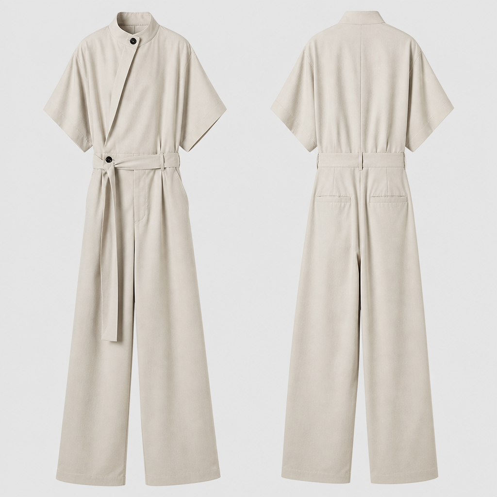 A Jumpsuit design, made of Cotton, for Formal, suitable for Summer, in Japanese Street style
photorealistic fashion design, A Jumpsuit design, made of Cotton, for Formal, suitable for Summer, in Japanese Street style, japanese_street style, just the design no text, show front and back