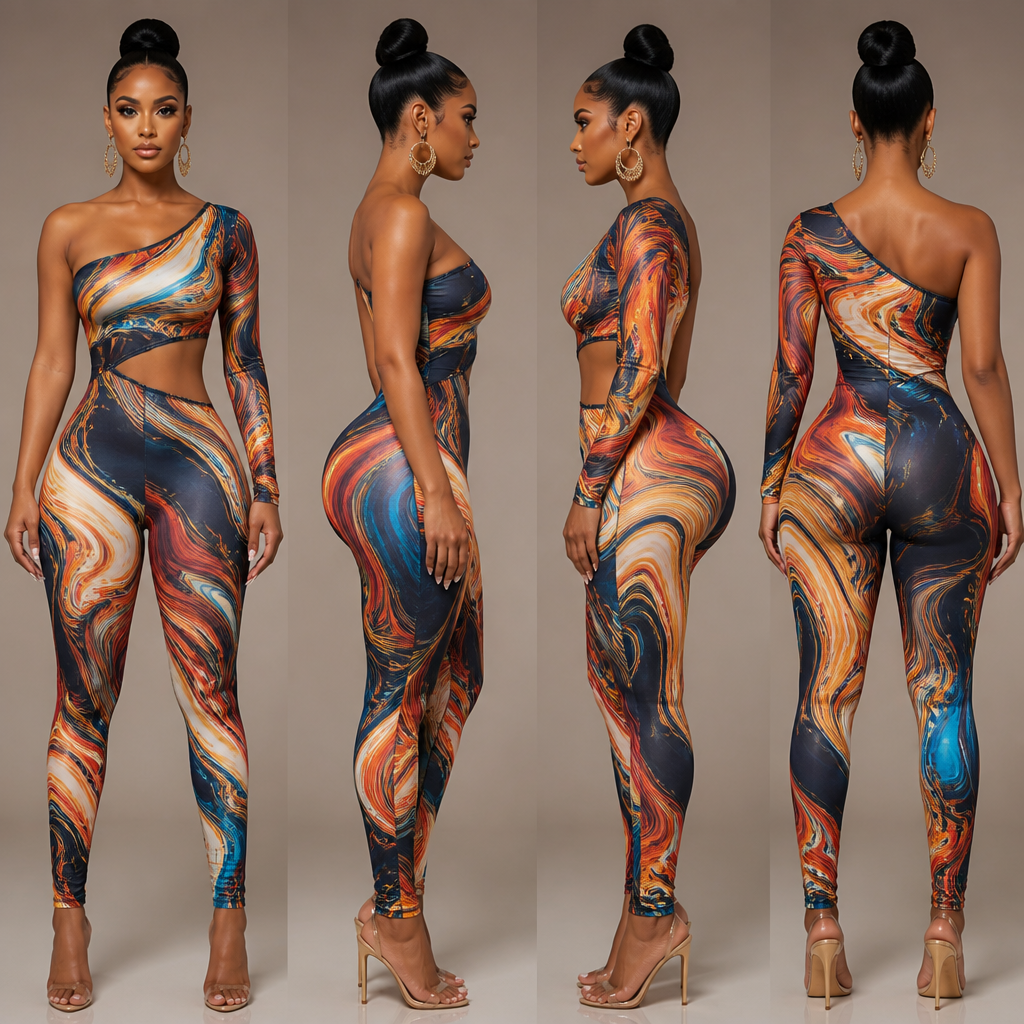 create sexy creative party night clubwear design bodycon
for Jumpsuit One Shoulder
Abstract Paint Swirl
front, two sides , back
african curvy girl model. Egypt fashion aesthetics.
photorealistic fashion design, create sexy creative party night clubwear design bodycon
for Jumpsuit One Shoulder
Abstract Paint Swirl
front, two sides , back
african curvy girl model. Egypt fashion aesthetics., just the design no text