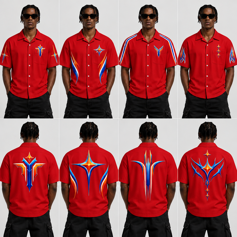 Make it red button shirt
edit the attached fashion design with these instructions: Make it red button shirt. keep it photorealistic, just the design no text