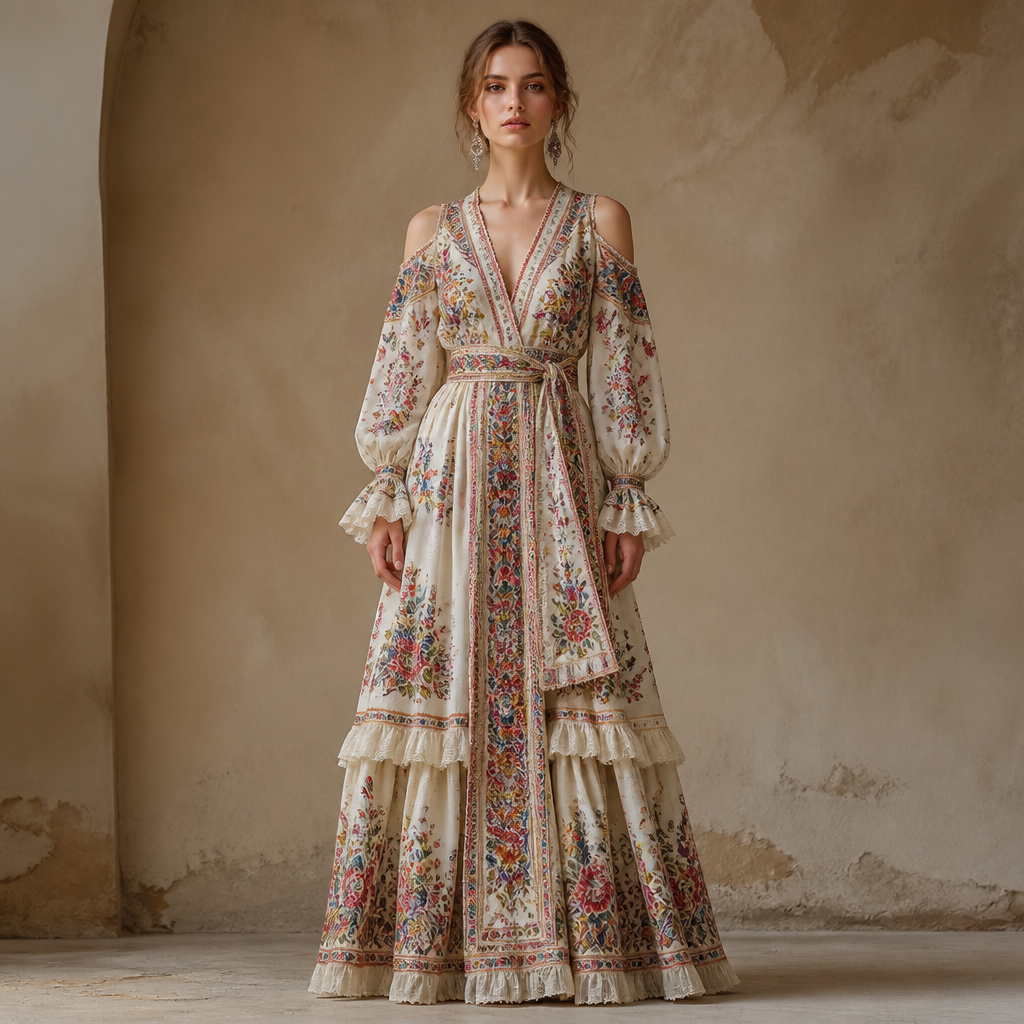 A Female Dress design, suitable for Summer. Consider Russian fashion — fur and layering traditions, bold patterns, mix of European elegance and Slavic folk motifs. Current season is Summer in Russia. Present it as professional fashion catalogue photography: the garment is the subject, shown full-length with editorial styling, neutral posing and tasteful, non-suggestive framing.
photorealistic fashion design, A Female Dress design, suitable for Summer. Consider Russian fashion — fur and layering traditions, bold patterns, mix of European elegance and Slavic folk motifs. Current season is Summer in Russia. Present it as professional fashion catalogue photography: the garment is the subject, shown full-length with editorial styling, neutral posing and tasteful, non-suggestive framing., just the design no text