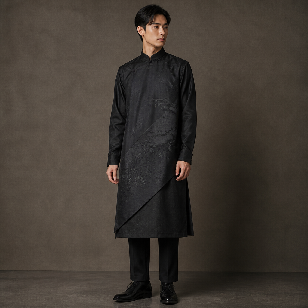 A Male Kurta design, in Formal style. Japan fashion aesthetics. Present it as professional fashion catalogue photography: the garment is the subject, shown full-length with editorial styling, neutral posing and tasteful, non-suggestive framing.
photorealistic fashion design, A Male Kurta design, in Formal style. Japan fashion aesthetics. Present it as professional fashion catalogue photography: the garment is the subject, shown full-length with editorial styling, neutral posing and tasteful, non-suggestive framing., formal style, just the design no text
