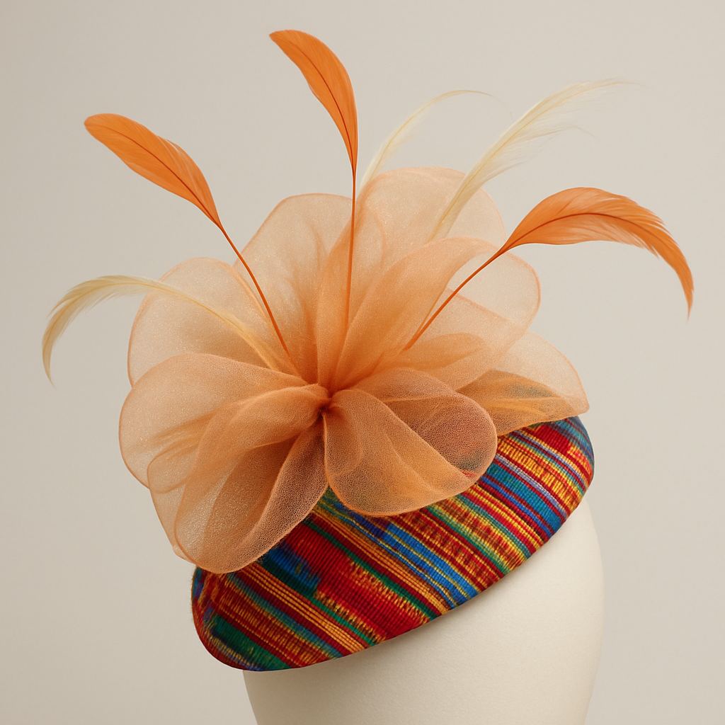 Create a one of a kind fascinator wedding hats, using colorful aso oke and a light orange dazzling organza fabric, with feathers that will look unique, graceful, And attractive.
Create a one of a kind fascinator wedding hats, using colorful aso oke and a light orange dazzling organza fabric, with feathers that will look unique, graceful, And attractive., classic style