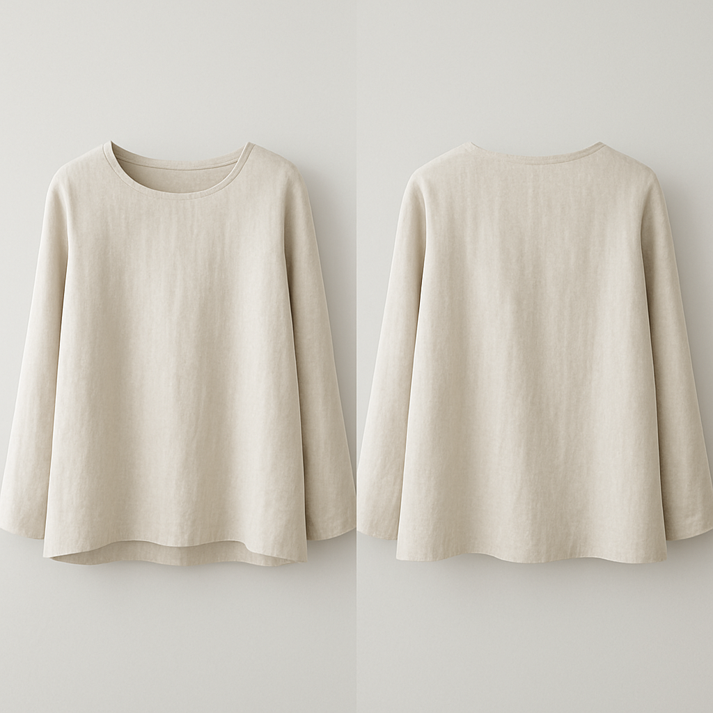 Buatkan atasan untuk wanita yg minimalis, lose silhouettes lengan panjang, bisa dipakai segala jenis suasana bahan yg dipakai linen lembut untuk
Buatkan atasan untuk wanita yg minimalis, lose silhouettes lengan panjang, bisa dipakai segala jenis suasana bahan yg dipakai linen lembut untuk, minimalist style, show front and back