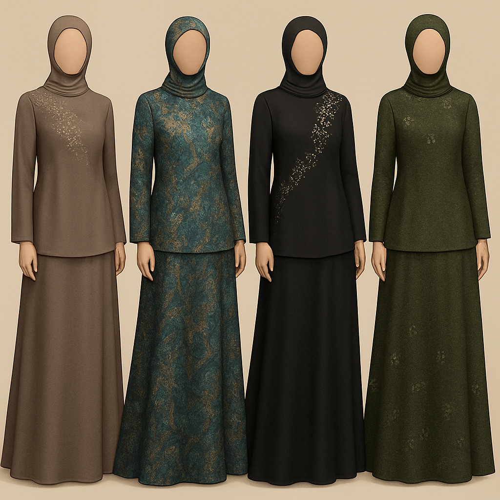 Create me modest two piece that's first in the world, using unique stone design, classy and sophisticated. Keep me 4 designs. Make them rich by adding minimal stone embroidery and stones designs. Showcasing different styles and fabric.
Create me modest two piece that's first in the world, using unique stone design, classy and sophisticated. Keep me 4 designs. Make them rich by adding minimal stone embroidery and stones designs. Showcasing different styles and fabric.