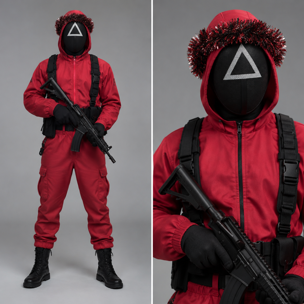photorealistic fashion design, photorealistic fashion design, A Male fashion design. охранник из игры кальмара🔺 треугольник голове венок мишура в руках автомат охранник из игры кальмара квадрат менеджер◼️ голове венок мишура красном комбинезон мода 💄💋👠👝💍 Present it as professional fashion catalogue photography: the garment is the subject, shown full-length with editorial styling, neutral posing and tasteful, non-suggestive framing., just the design no text. Refinement: охранник из игры кальмара🔺 треугольник голове венок мишура в руках автомат, just the design no text. Refinement: охранник из игры кальмара треугольник🔺
photorealistic fashion design, photorealistic fashion design, photorealistic fashion design, A Male fashion design. охранник из игры кальмара🔺 треугольник голове венок мишура в руках автомат охранник из игры кальмара квадрат менеджер◼️ голове венок мишура красном комбинезон мода 💄💋👠👝💍 Present it as professional fashion catalogue photography: the garment is the subject, shown full-length with editorial styling, neutral posing and tasteful, non-suggestive framing., just the design no text. Refinement: охранник из игры кальмара🔺 треугольник голове венок мишура в руках автомат, just the design no text. Refinement: охранник из игры кальмара треугольник🔺, just the design no text