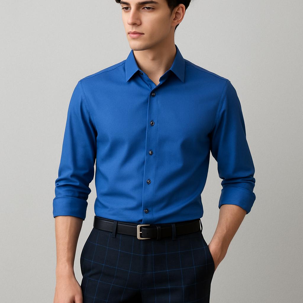 قميص ازرق كمه مرفوع قليلا لونة ازرق
مع بنطال  اسود ونقشة مدرسية بخط رفيع باللون ازرق 


قميص ازرق كمه مرفوع قليلا لونة ازرق
مع بنطال  اسود ونقشة مدرسية بخط رفيع باللون ازرق 
, formal style