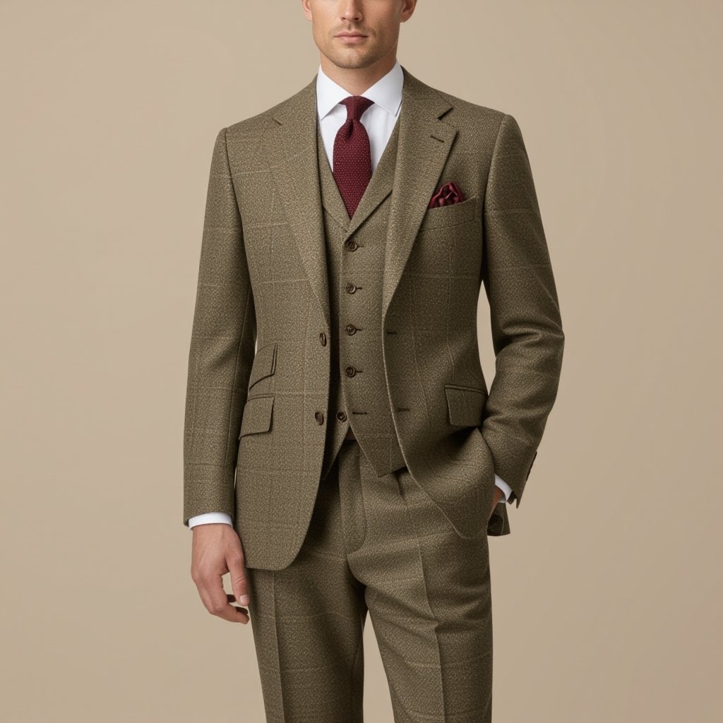طقم تيور old money style
Old money style tweed suit set, tailored fit, with a blazer and straight-leg trousers.