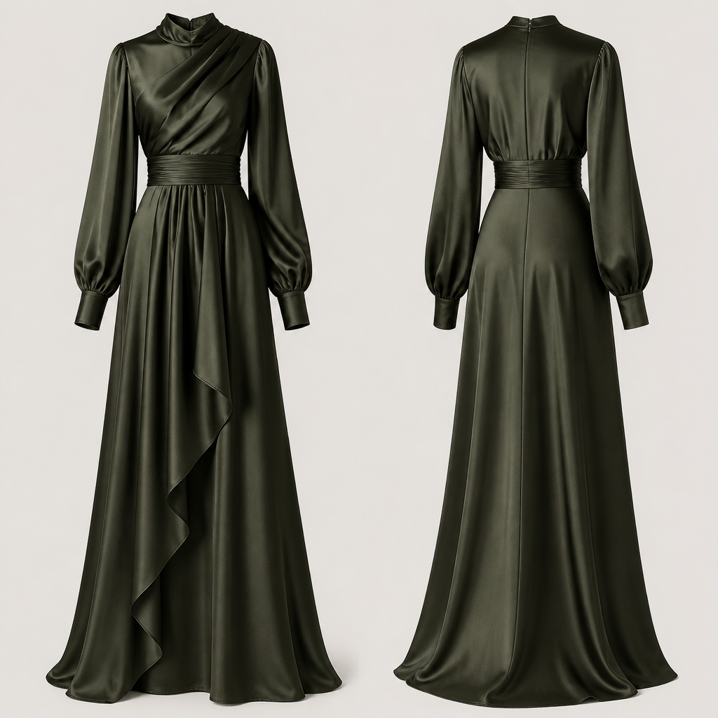 A Dress design, made of Silk, for Formal, suitable for Spring, in Formal + Dark Academia + Old Money style. New Zealand fashion aesthetics.
photorealistic fashion design, A Dress design, made of Silk, for Formal, suitable for Spring, in Formal + Dark Academia + Old Money style. New Zealand fashion aesthetics., formal style, just the design no text