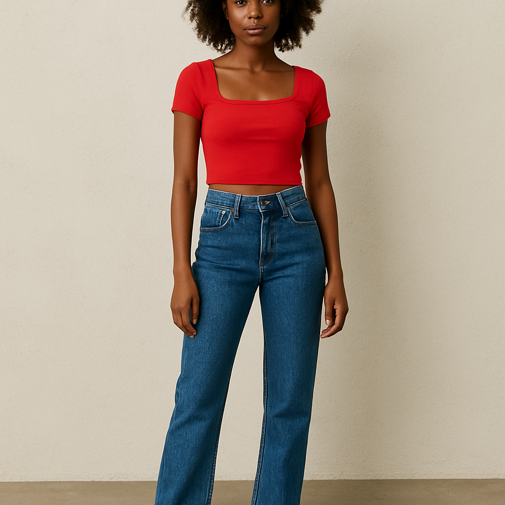 Think black girl wearing a red square neckline shortsleeved crop-top with straight leg blue jeans and pink nike dunk lows


Think black girl wearing a red square neckline shortsleeved crop-top with straight leg blue jeans and pink nike dunk lows
, casual style