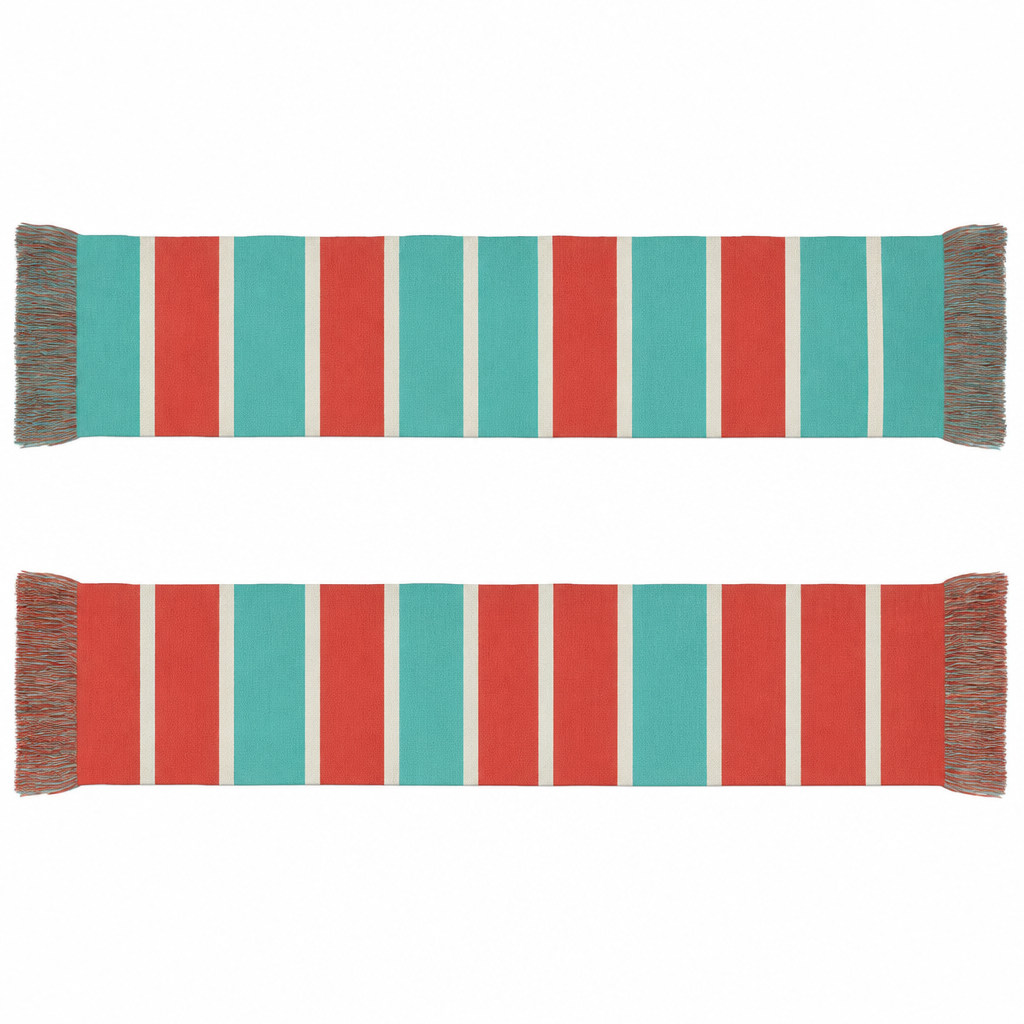 Design a scarf with longitudinal lines for the kc Current soccer team using red and teal. Make it preppy
photorealistic fashion design, Design a scarf with longitudinal lines for the kc Current soccer team using red and teal. Make it preppy , just the design no text, show front and back