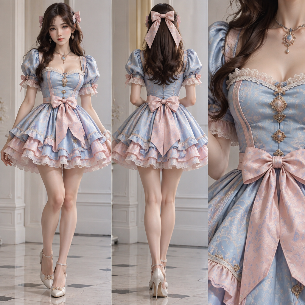 photorealistic fashion design, A Female Dress design, suitable for Spring, in Classic style. faça uma imagem no estilo anime com um vestido inspirado no vestido de Alice no país das maravilhas com cores rosa e azul e que seja mais maduro e sofisticado. Brazil fashion aesthetics. Present it as professional fashion catalogue photography: the garment is the subject, shown full-length with editorial styling, neutral posing and tasteful, non-suggestive framing., classic style, just the design no text. Refinement: faça ele como um vestido curto
photorealistic fashion design, photorealistic fashion design, A Female Dress design, suitable for Spring, in Classic style. faça uma imagem no estilo anime com um vestido inspirado no vestido de Alice no país das maravilhas com cores rosa e azul e que seja mais maduro e sofisticado. Brazil fashion aesthetics. Present it as professional fashion catalogue photography: the garment is the subject, shown full-length with editorial styling, neutral posing and tasteful, non-suggestive framing., classic style, just the design no text. Refinement: faça ele como um vestido curto, just the design no text