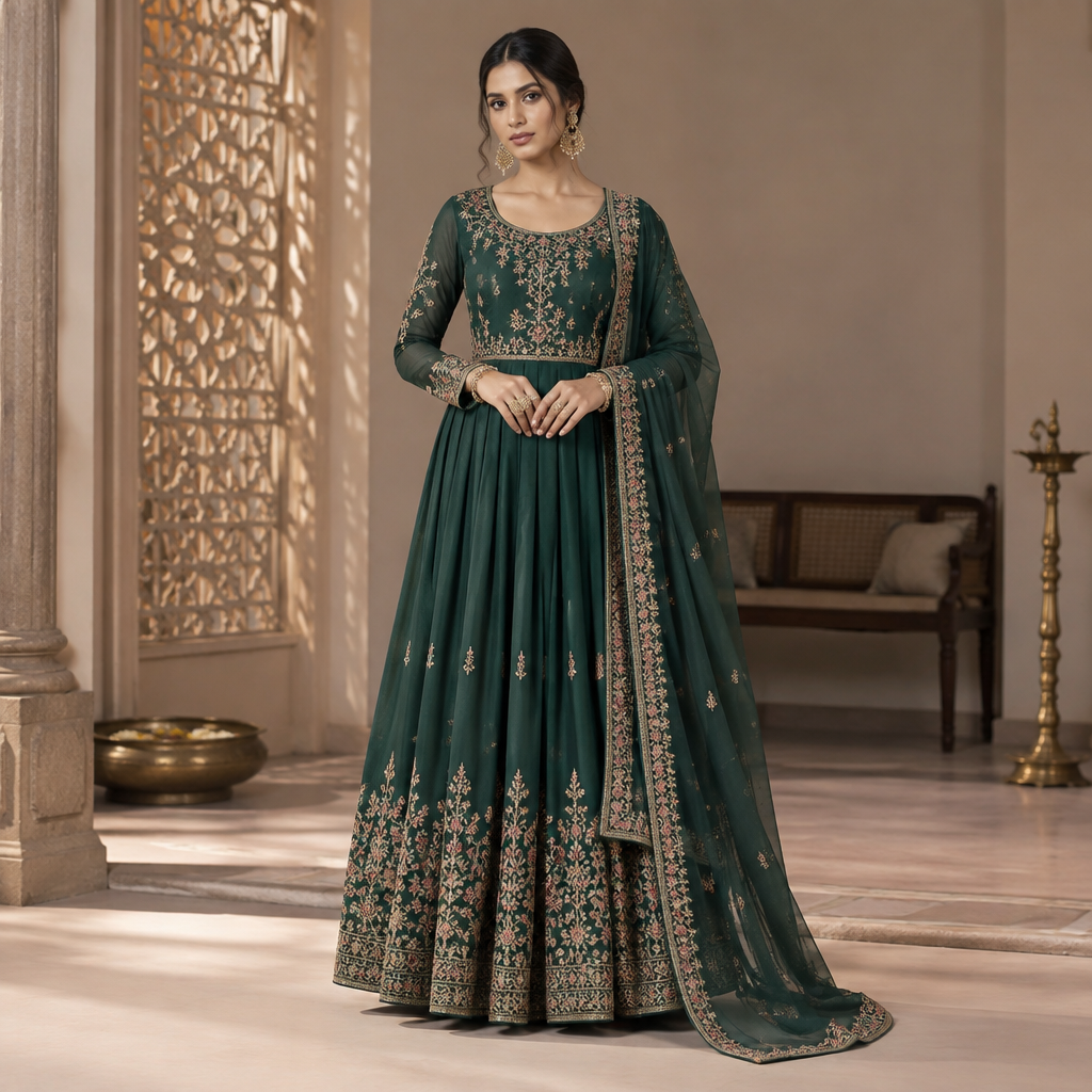 A Female fashion design, in Elegant style. India fashion aesthetics. Present it as professional fashion catalogue photography: the garment is the subject, shown full-length with editorial styling, neutral posing and tasteful, non-suggestive framing.
photorealistic fashion design, A Female fashion design, in Elegant style. India fashion aesthetics. Present it as professional fashion catalogue photography: the garment is the subject, shown full-length with editorial styling, neutral posing and tasteful, non-suggestive framing., elegant style, just the design no text