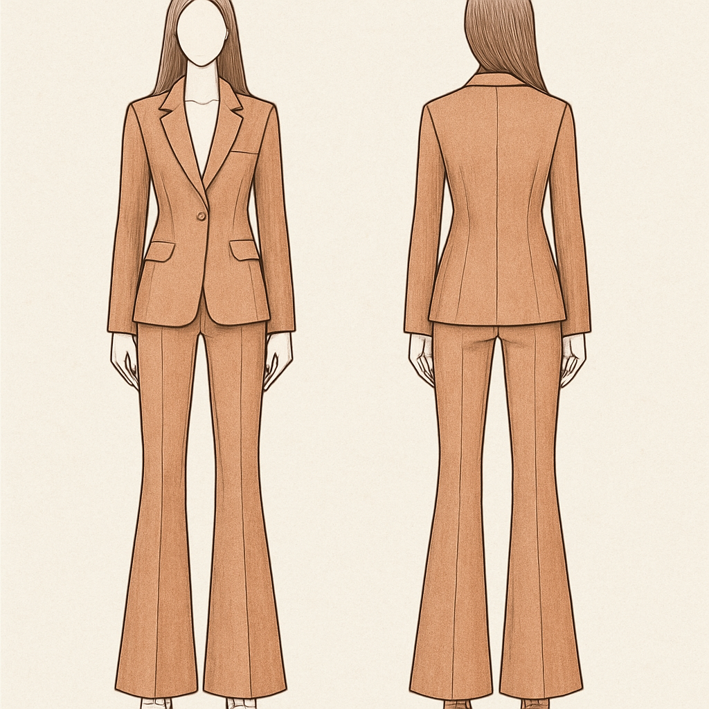 Blazers and a flare pants trouser
Blazers and a flare pants trouser, show front and back