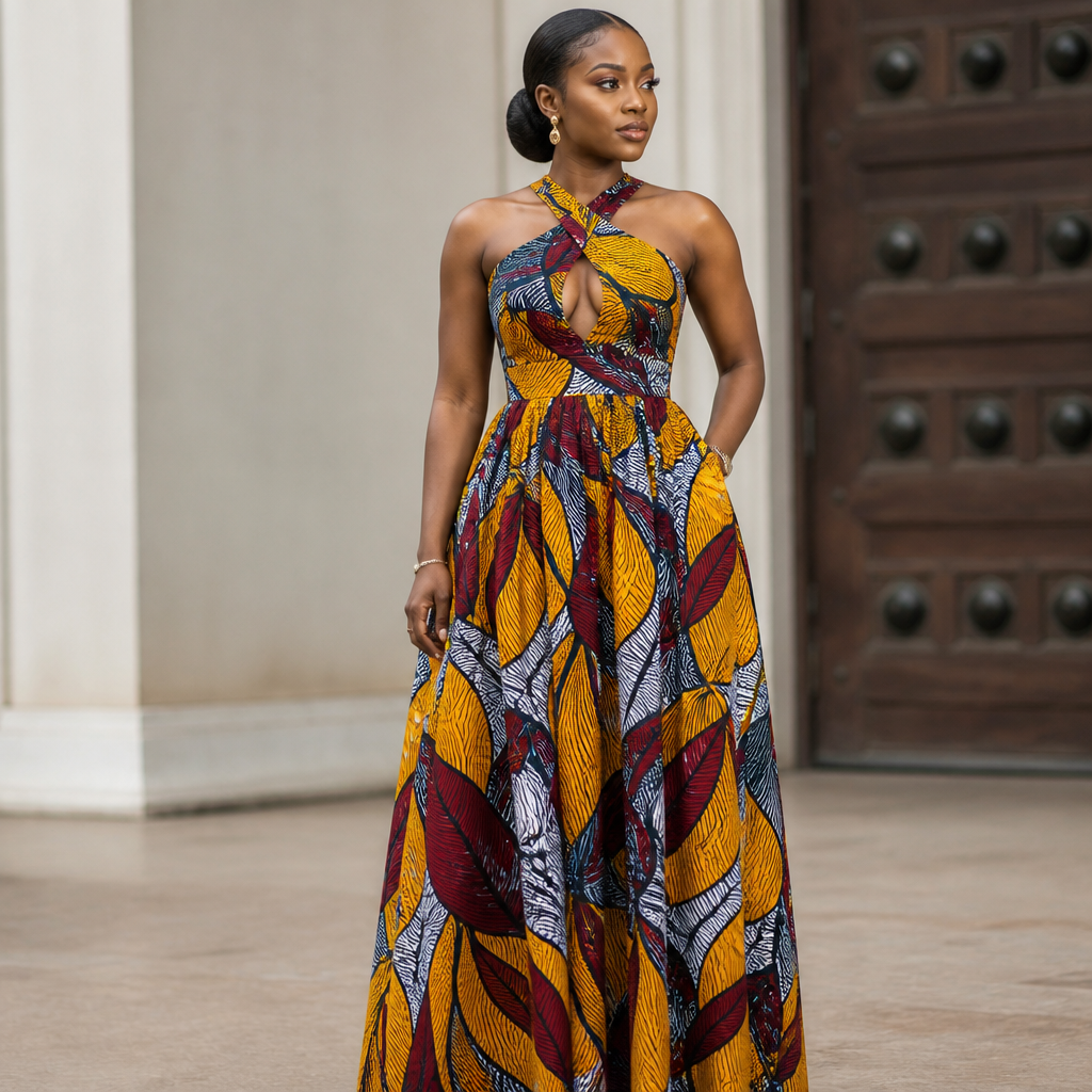 A Dress design, suitable for Summer, in African style. Ghana fashion aesthetics.
photorealistic fashion design, A Dress design, suitable for Summer, in African style. Ghana fashion aesthetics., african style, just the design no text