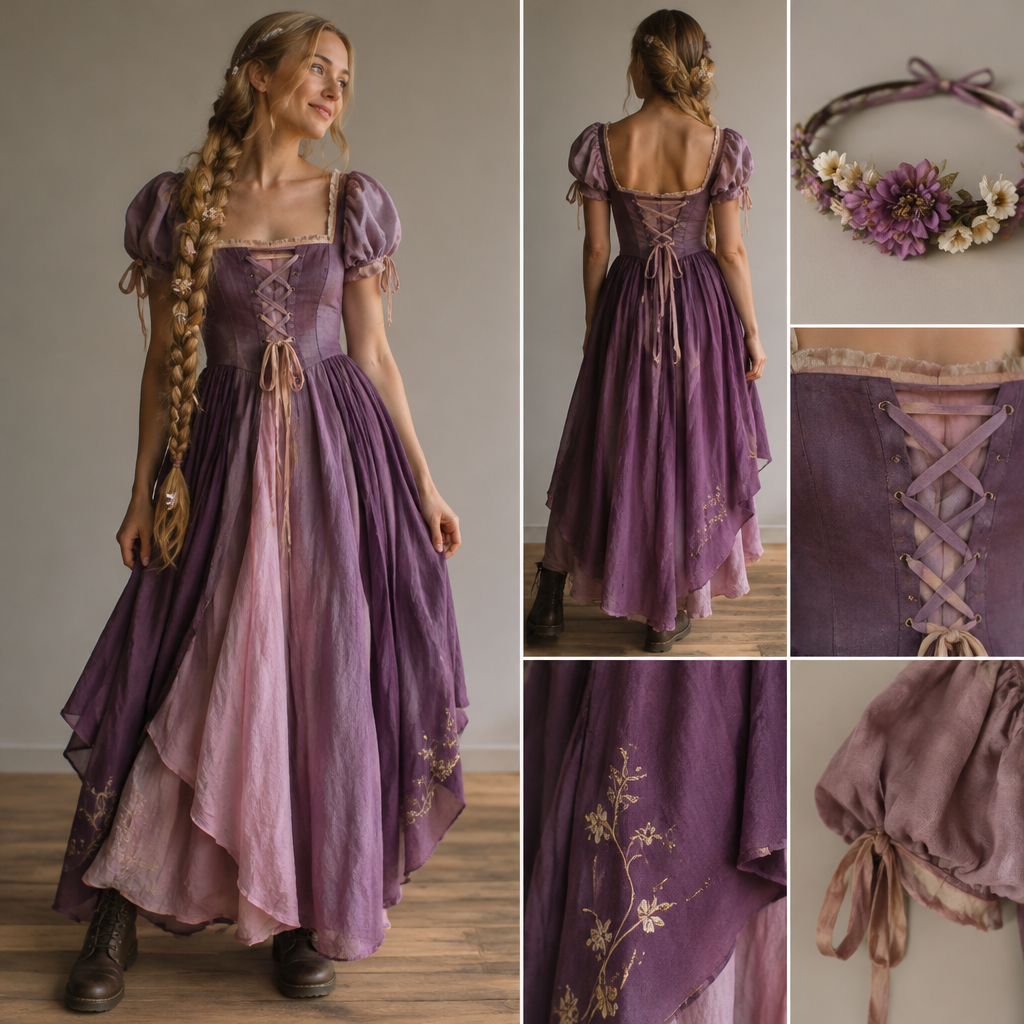 Een jurk gebaseerd op rapunzel maar dan een jurk die je tijdens Halloween kan dragen en die je zelf zou kunnen maken dus niet te moeilijk
photorealistic fashion design, Een jurk gebaseerd op rapunzel maar dan een jurk die je tijdens Halloween kan dragen en die je zelf zou kunnen maken dus niet te moeilijk
, upcycled style, just the design no text