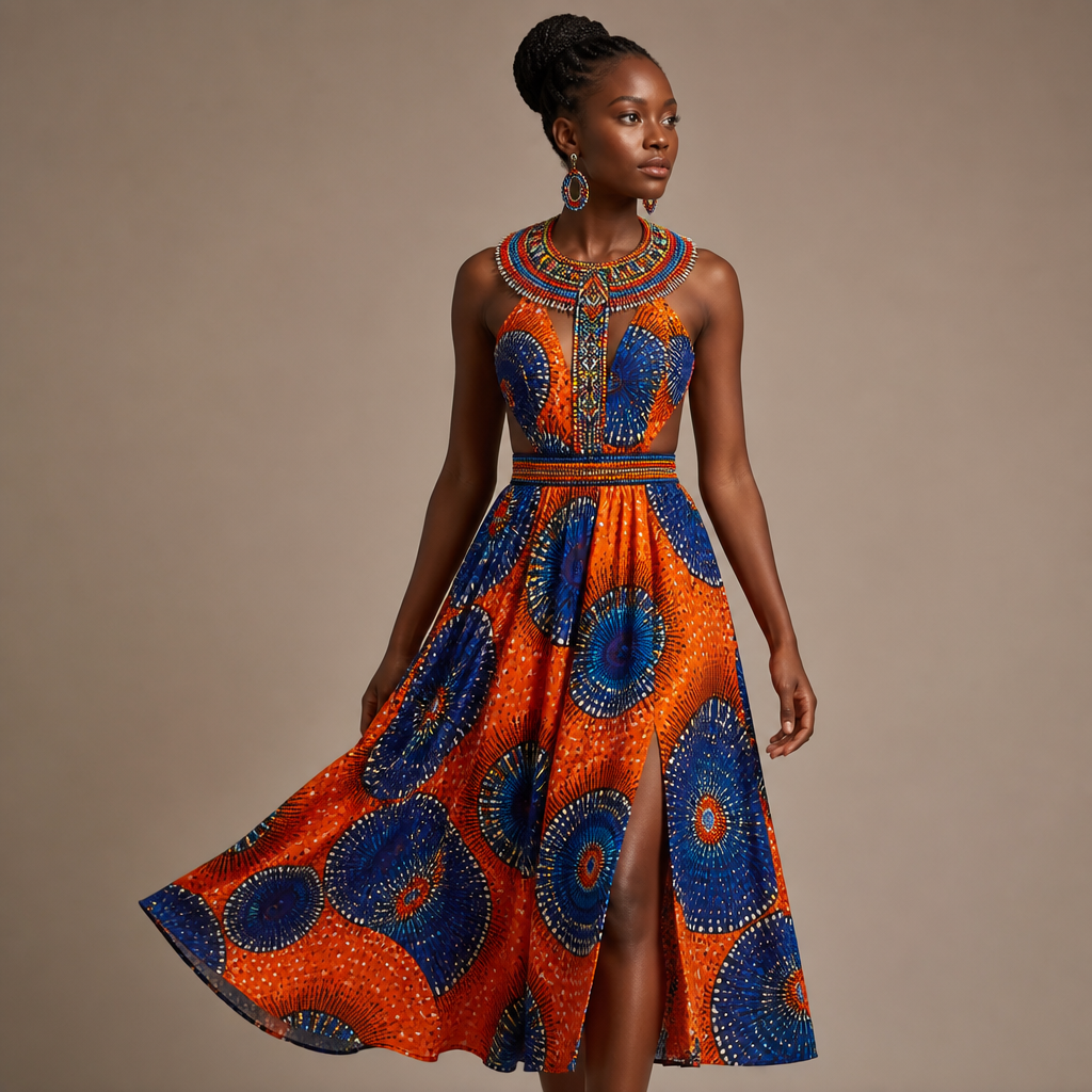 A Female Dress design, suitable for Summer. Consider Kenyan fashion — Maasai-inspired beadwork, kitenge prints, East African coastal styles.
photorealistic fashion design, A Female Dress design, suitable for Summer. Consider Kenyan fashion — Maasai-inspired beadwork, kitenge prints, East African coastal styles., just the design no text