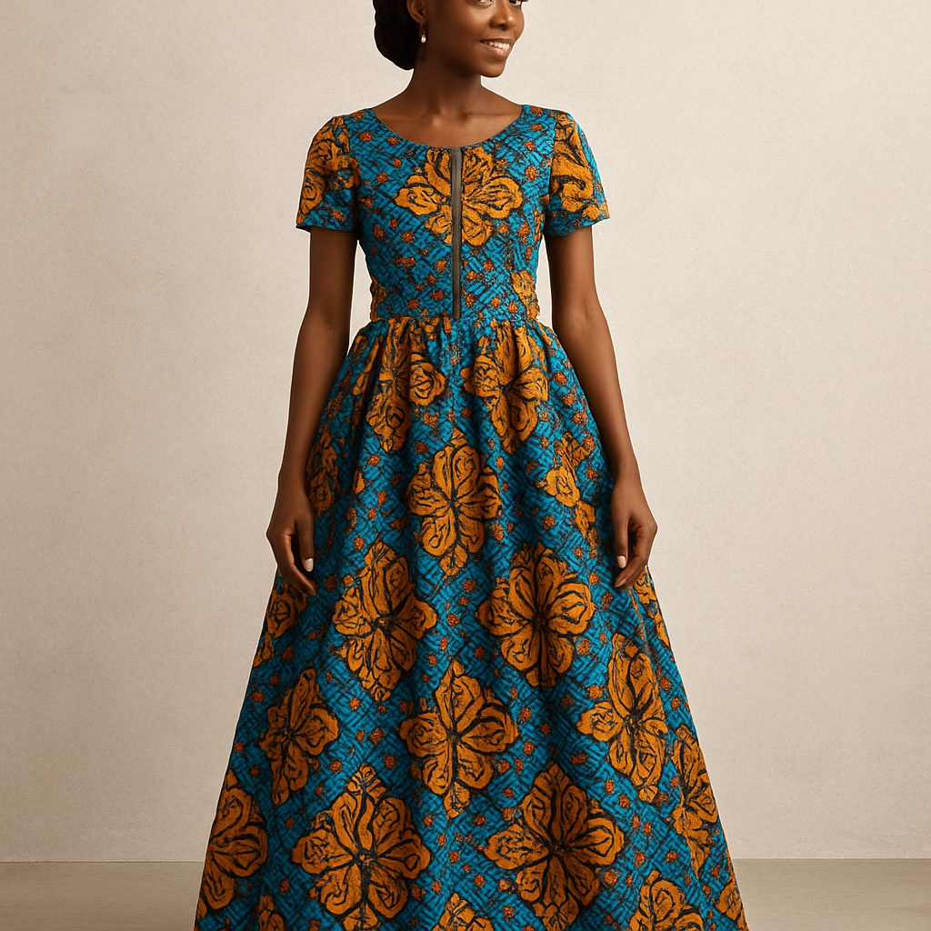 An Ankara gown with invisible zip at the bust that is free to wear to church
An Ankara gown with invisible zip at the bust that is free to wear to church