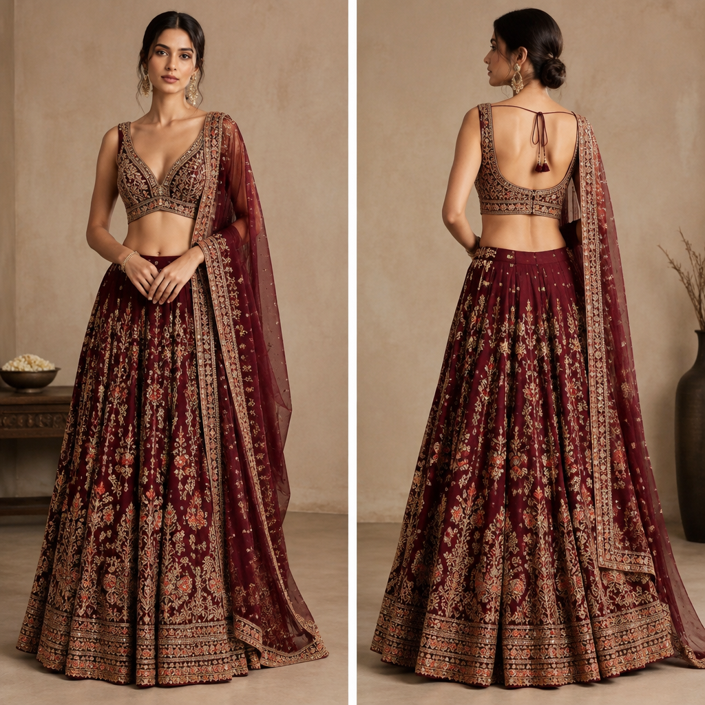 A Female Skirt design, with a light, flowing drape, with a minimal-coverage cut, shown on a model with a slim figure. Consider Indian fashion aesthetics — consider saree, lehenga, salwar kameez, kurti, anarkali; local fabrics like chanderi, banarasi, chikankari, block prints; vibrant colors and rich embroidery. Current season is Autumn in India. Present it as professional fashion catalogue photography: the garment is the subject, shown full-length with editorial styling, neutral posing and tasteful, non-suggestive framing.
photorealistic fashion design, A Female Skirt design, with a light, flowing drape, with a minimal-coverage cut, shown on a model with a slim figure. Consider Indian fashion aesthetics — consider saree, lehenga, salwar kameez, kurti, anarkali; local fabrics like chanderi, banarasi, chikankari, block prints; vibrant colors and rich embroidery. Current season is Autumn in India. Present it as professional fashion catalogue photography: the garment is the subject, shown full-length with editorial styling, neutral posing and tasteful, non-suggestive framing., just the design no text, show front and back