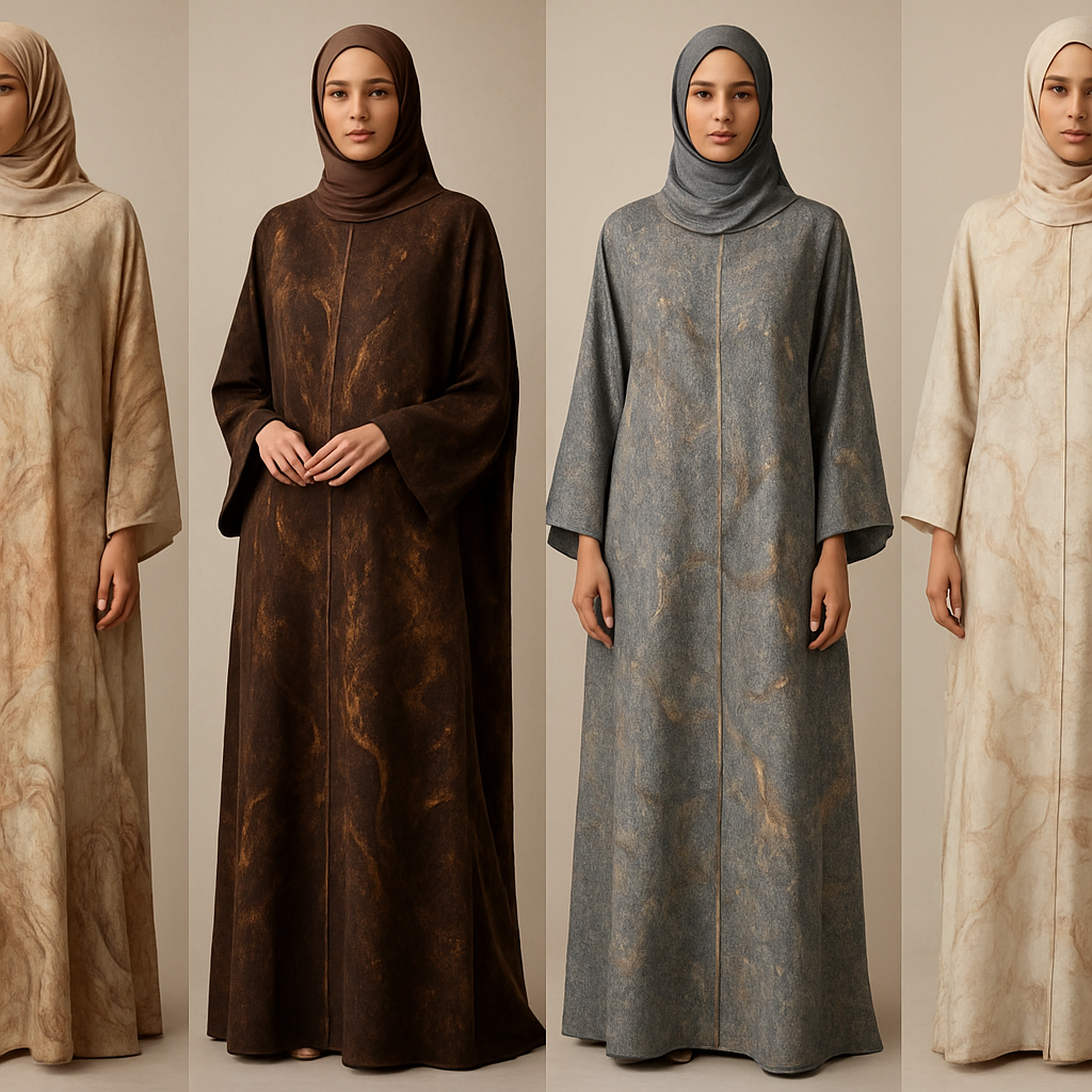 Create a modest boubou, the first of its kind, featuring a unique stone design that exudes a classy and sophisticated vibe. I'd like four designs, each showcasing different styles and fabrics. Incorporate high-end, unique chic stone designs to make them truly special. Add little sophisticated stone designs.

Create a modest boubou, the first of its kind, featuring a unique stone design that exudes a classy and sophisticated vibe. I'd like four designs, each showcasing different styles and fabrics. Incorporate high-end, unique chic stone designs to make them truly special. Add little sophisticated stone designs.