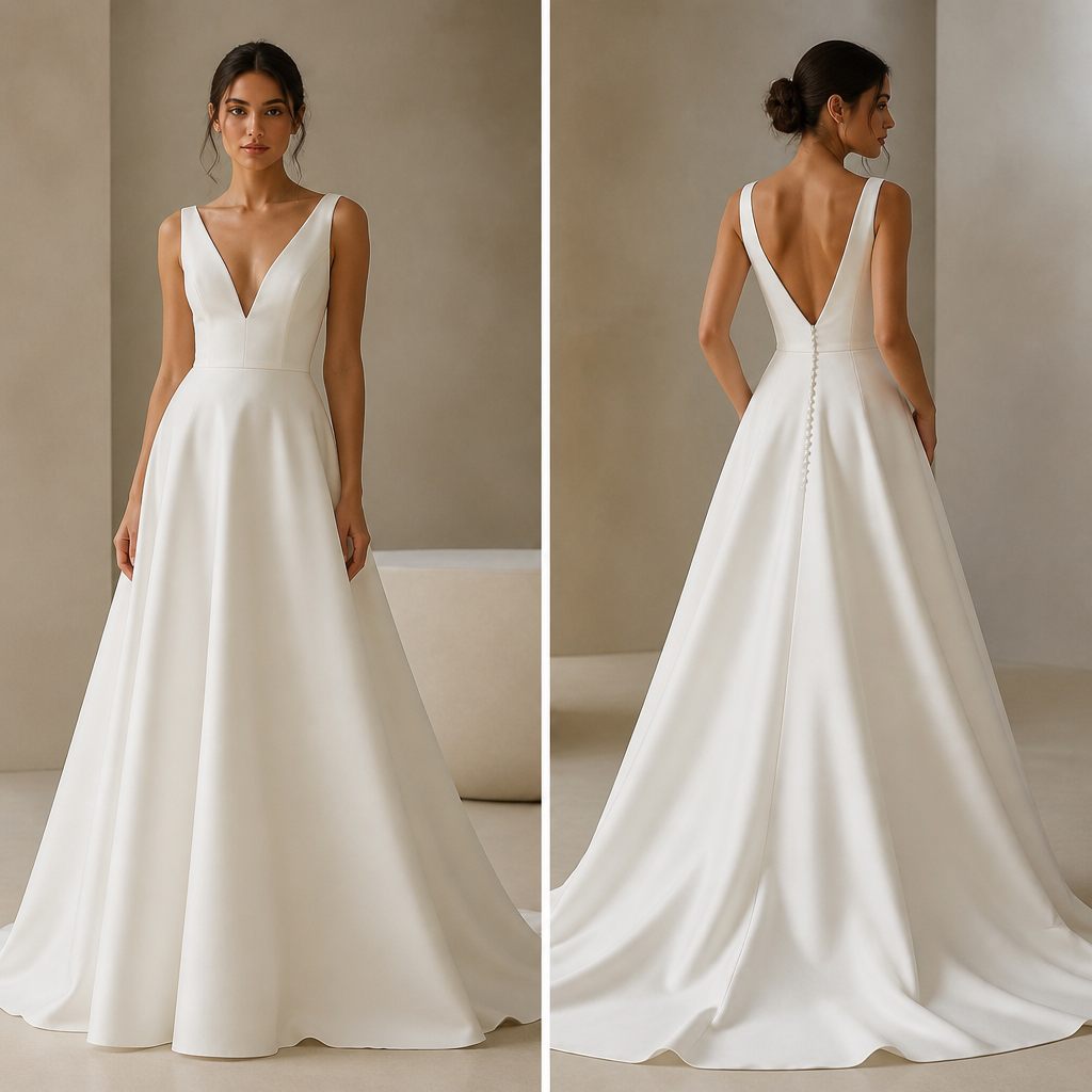 Bridal
photorealistic fashion design, Bridal, minimalist style, just the design no text, show front and back