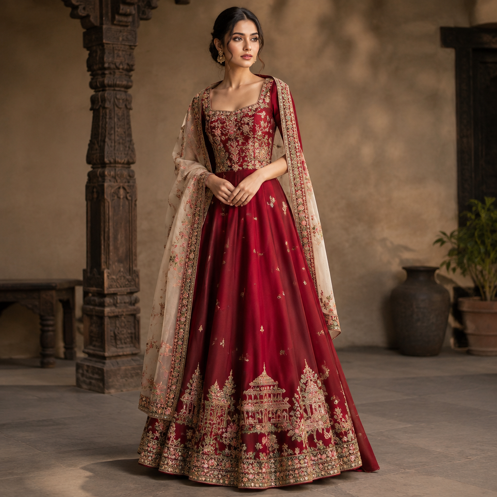 A Dress design, in Glamorous style. just add good color. Nepal fashion aesthetics. Present it as professional fashion catalogue photography: the garment is the subject, shown full-length with editorial styling, neutral posing and tasteful, non-suggestive framing.
photorealistic fashion design, A Dress design, in Glamorous style. just add good color. Nepal fashion aesthetics. Present it as professional fashion catalogue photography: the garment is the subject, shown full-length with editorial styling, neutral posing and tasteful, non-suggestive framing., glamorous style, just the design no text
