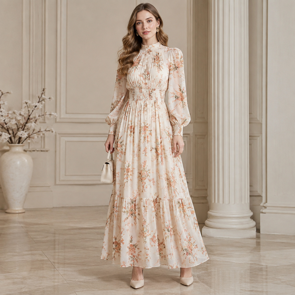 A Female Dress design, with a sturdy, casual hand, with modest, full coverage: longer hemlines, higher necklines and covered shoulders, for Party, suitable for Summer, shown on a model with fair skin. GT fashion aesthetics. Present it as professional fashion catalogue photography: the garment is the subject, shown full-length with editorial styling, neutral posing and tasteful, non-suggestive framing.
photorealistic fashion design, A Female Dress design, with a sturdy, casual hand, with modest, full coverage: longer hemlines, higher necklines and covered shoulders, for Party, suitable for Summer, shown on a model with fair skin. GT fashion aesthetics. Present it as professional fashion catalogue photography: the garment is the subject, shown full-length with editorial styling, neutral posing and tasteful, non-suggestive framing., just the design no text