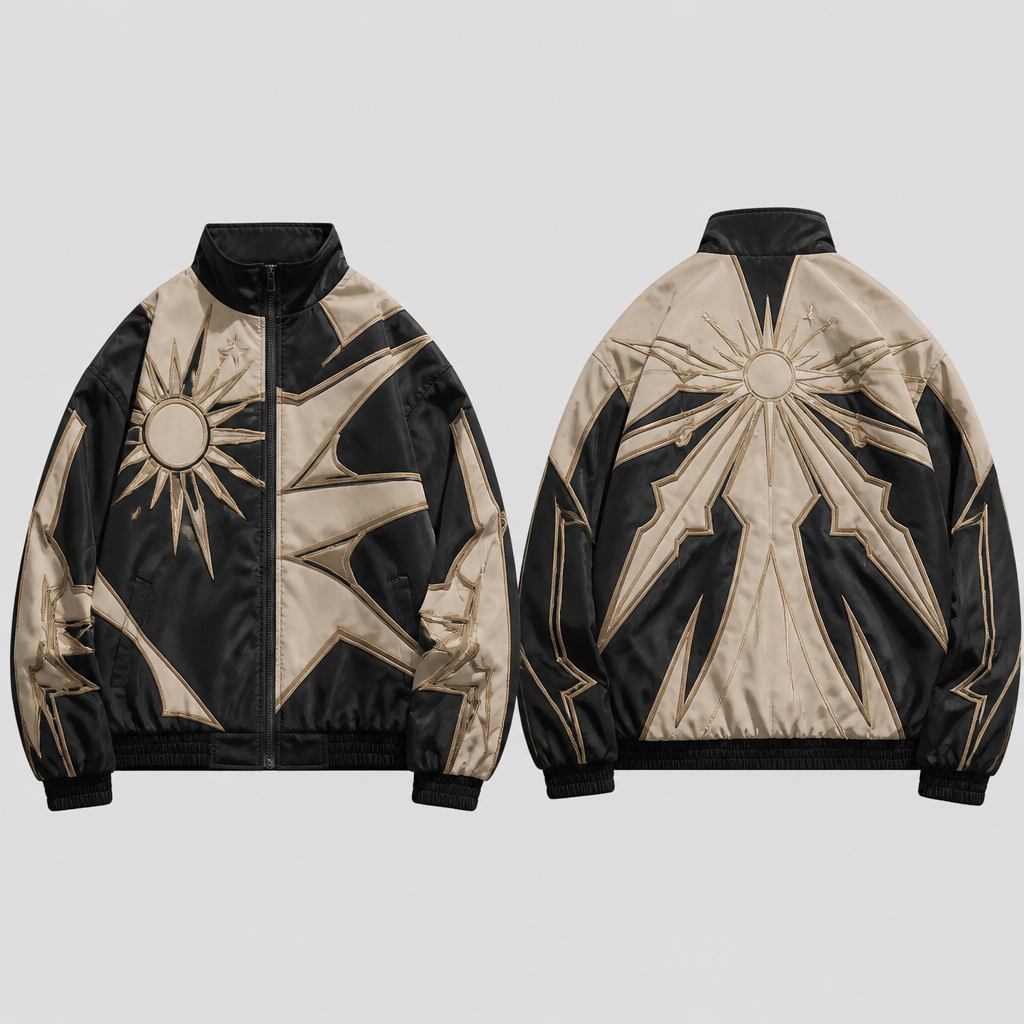 A Jacket design, in Streetwear style. Design the jacket like the design on these pair of shoes. Philippines fashion aesthetics.
photorealistic fashion design, A Jacket design, in Streetwear style. Design the jacket like the design on these pair of shoes. Philippines fashion aesthetics., streetwear style, just the design no text, show front and back